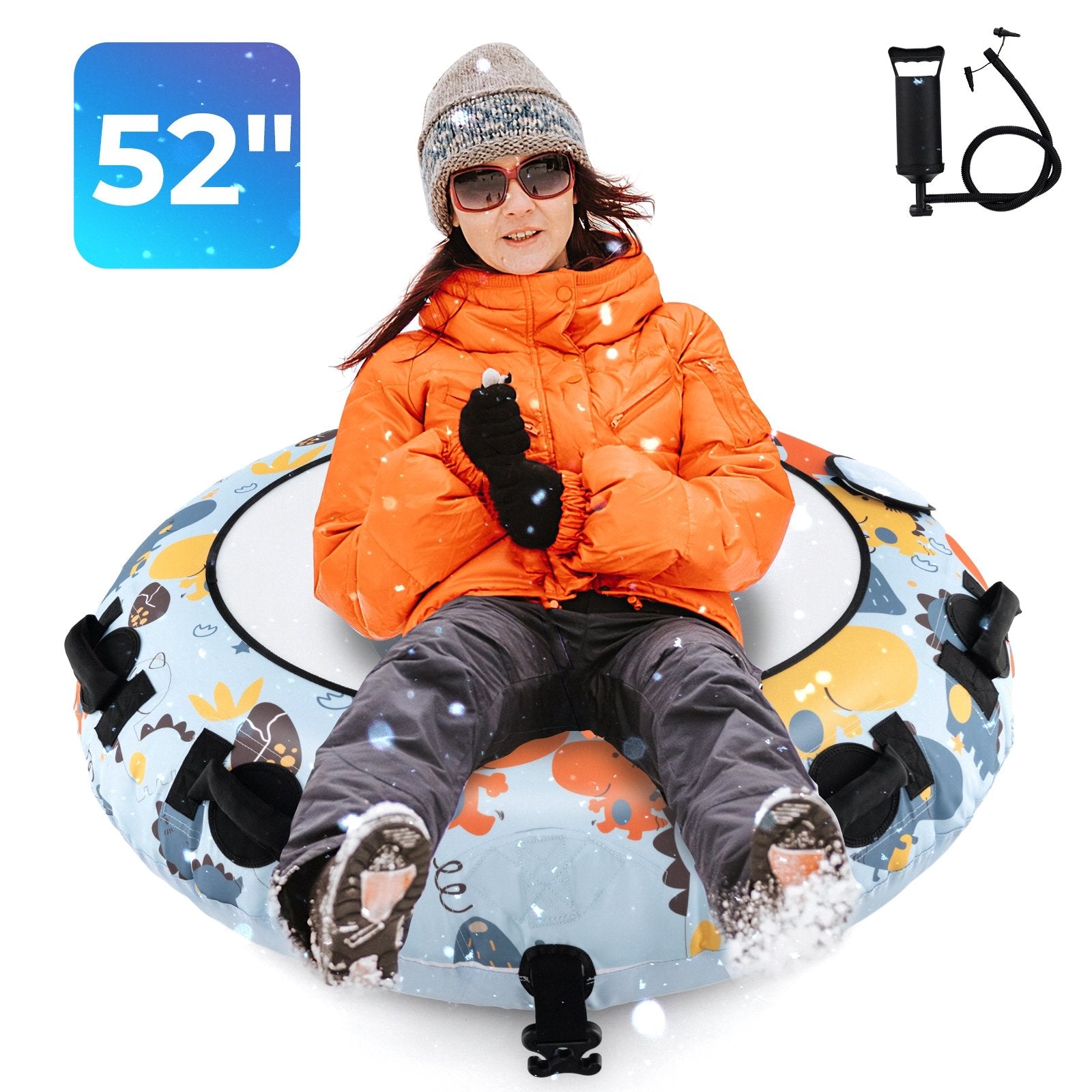 52 Inch Inflatable Snow Sled with Cold-Resistant and Heavy-Duty Material, Blue Winter Sports & Activities   at Gallery Canada