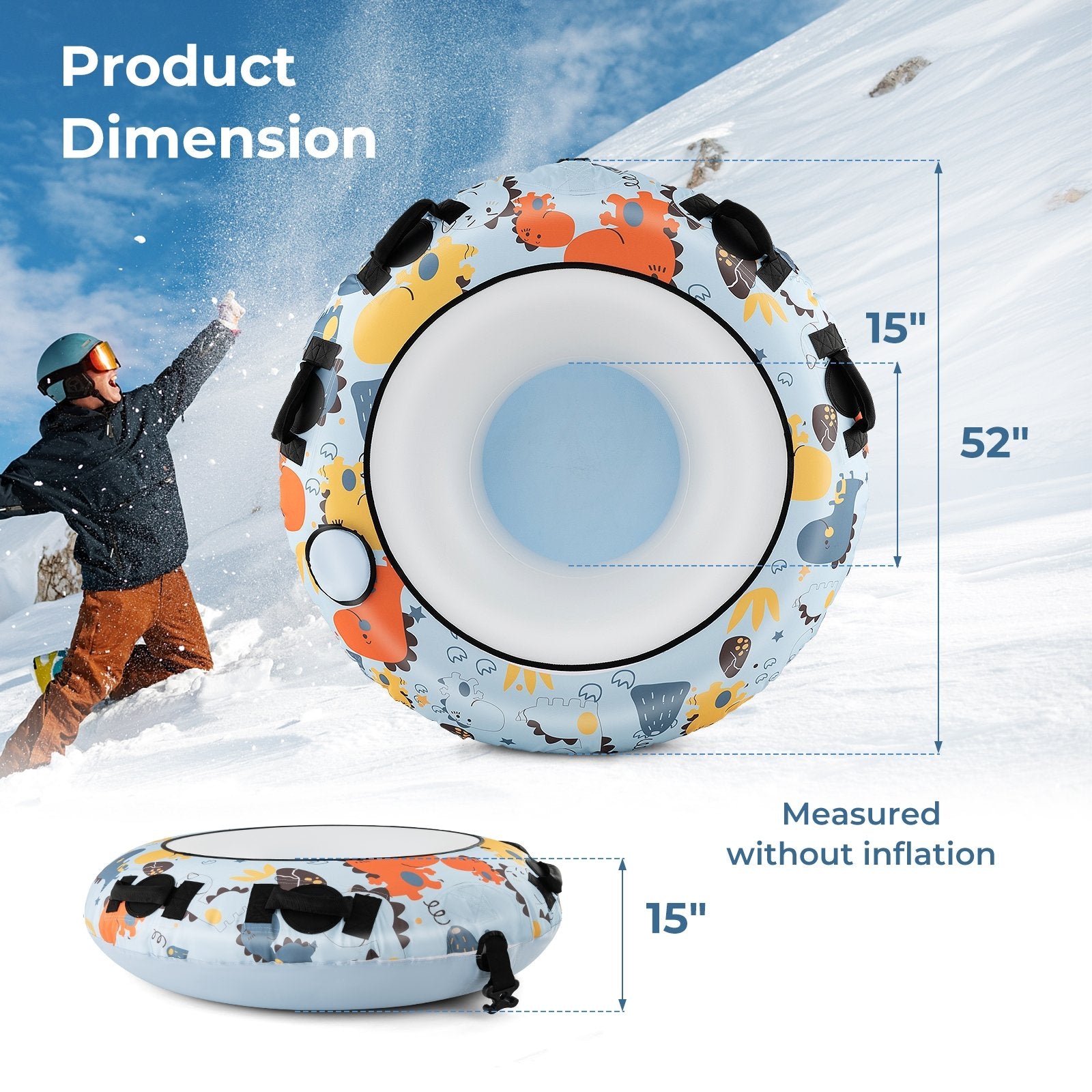 52 Inch Inflatable Snow Sled with Cold-Resistant and Heavy-Duty Material, Blue Winter Sports & Activities   at Gallery Canada