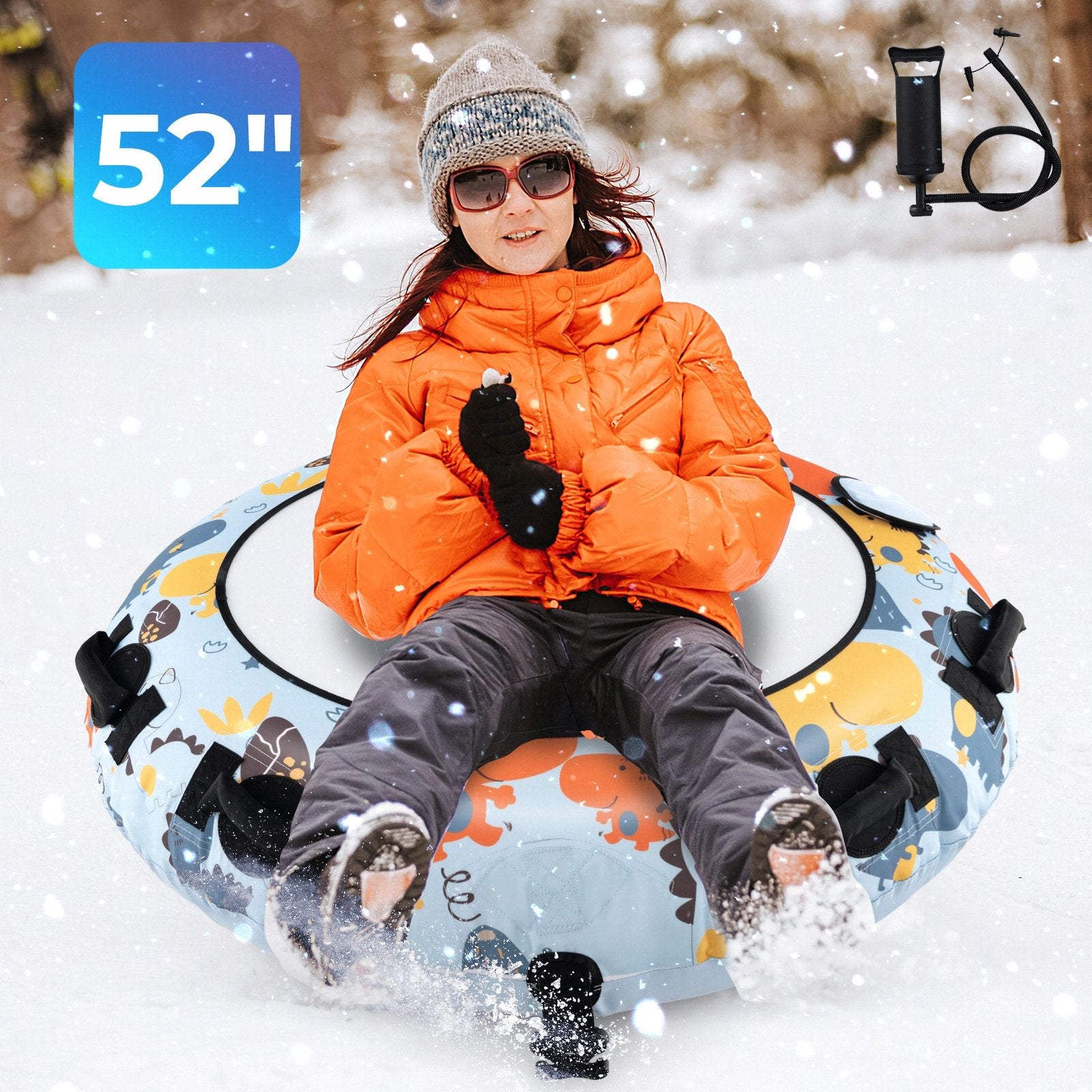 52 Inch Inflatable Snow Sled with Cold-Resistant and Heavy-Duty Material, Blue Winter Sports & Activities   at Gallery Canada