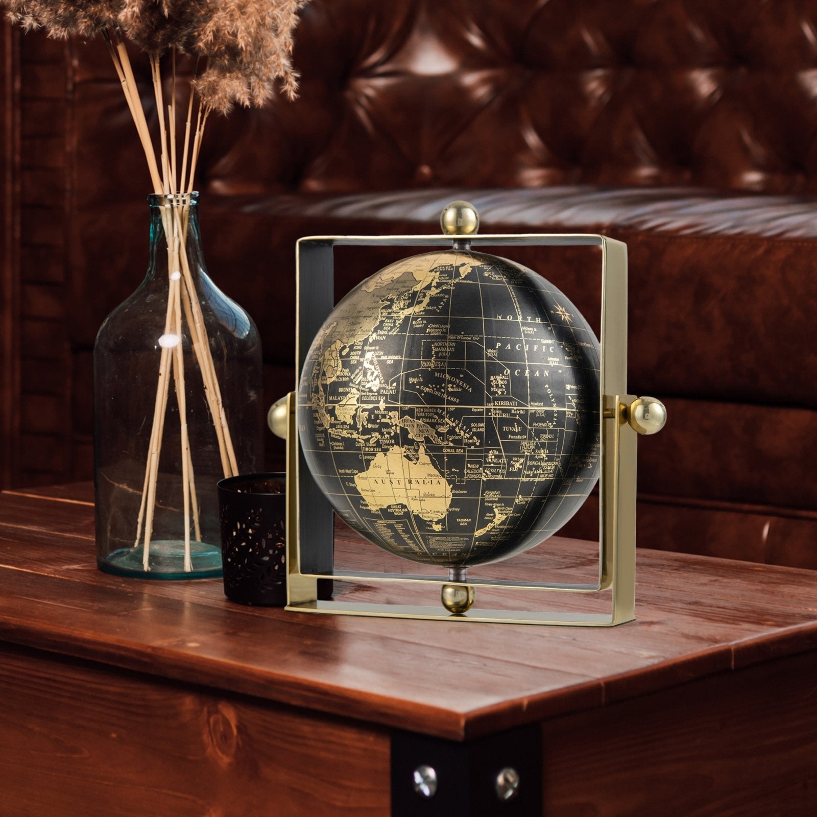 Geographic 6/ 8/ 10 Inch World Globe with Clear Printing and Square Frame-S, Black Learning Toys   at Gallery Canada