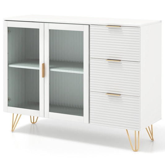 Modern Sideboard Buffet Cabinet with 2 Doors and 3 Drawers for Living Room Dining Room, White Sideboards Cabinets & Buffets   at Gallery Canada