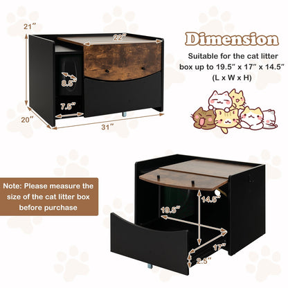 Cat Litter Box Enclosure with Pull-out Drawer, Black Cat Houses   at Gallery Canada