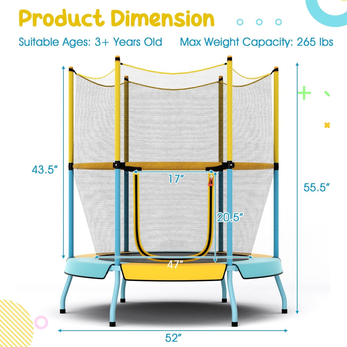 48" Toddler Trampoline with Safety Enclosure Net, Yellow Trampolines   at Gallery Canada