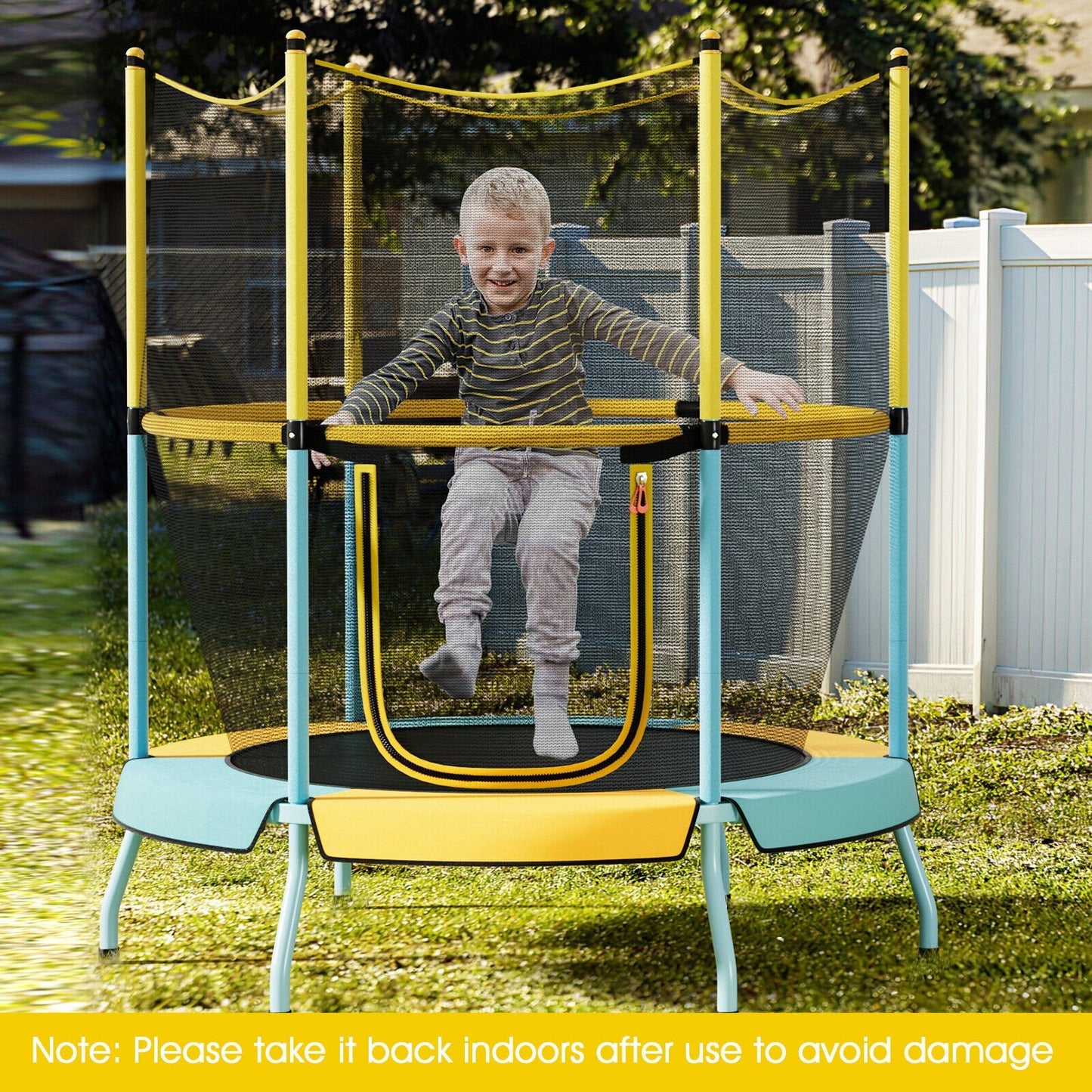 48" Toddler Trampoline with Safety Enclosure Net, Yellow Trampolines   at Gallery Canada