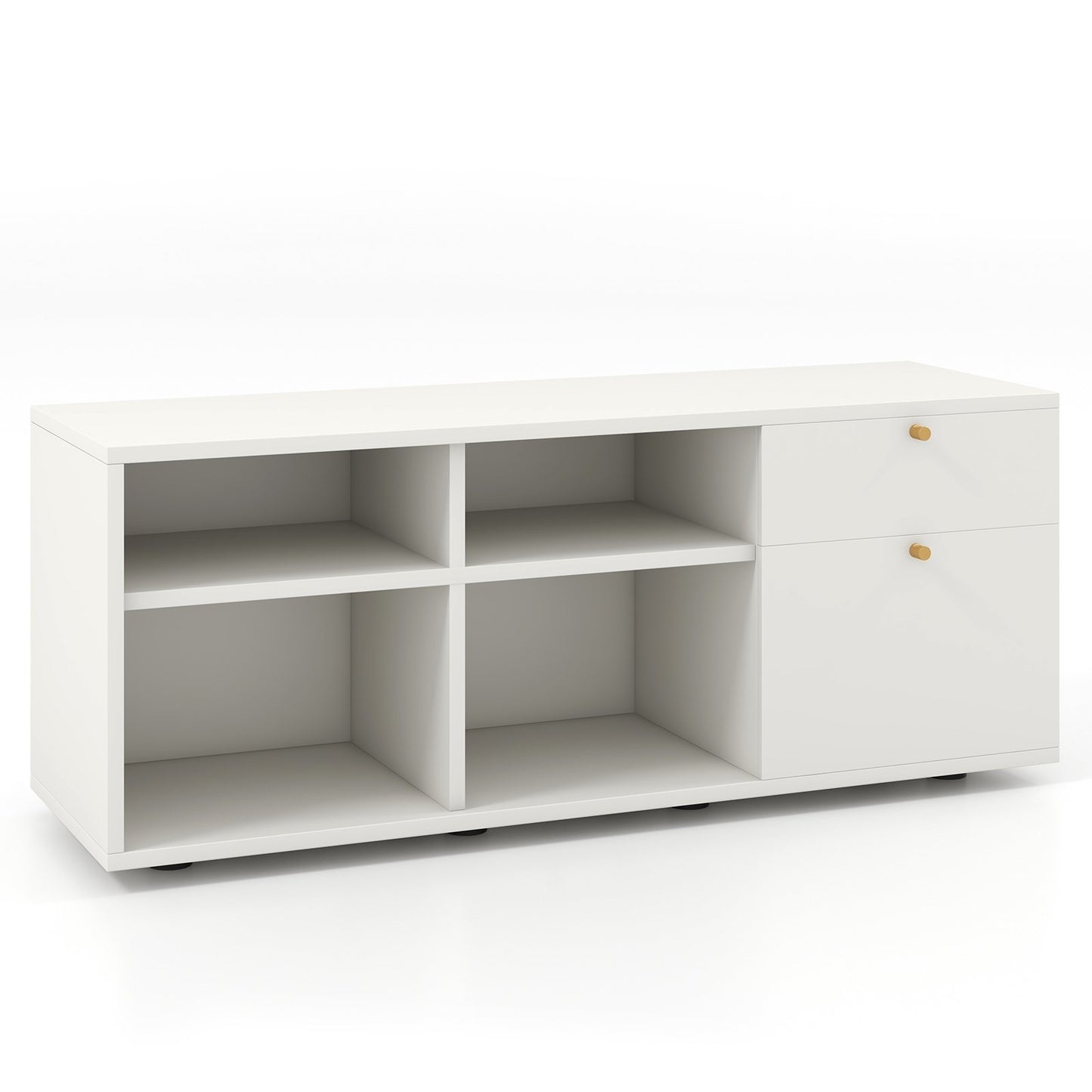 Storage Cabinet TV Console Cabinet with 2 Drawers and 4 Cubes for Entryway, White Entertainment Centers & TV Stands   at Gallery Canada