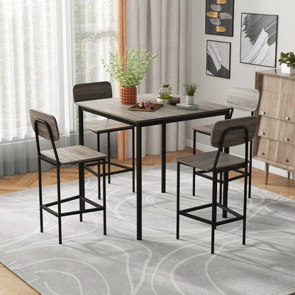 5-Piece Counter-Height Dining Bar Table Set with 4 Bar Chairs, Gray Dining Room Sets   at Gallery Canada