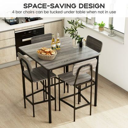 5-Piece Counter-Height Dining Bar Table Set with 4 Bar Chairs, Gray Dining Room Sets   at Gallery Canada