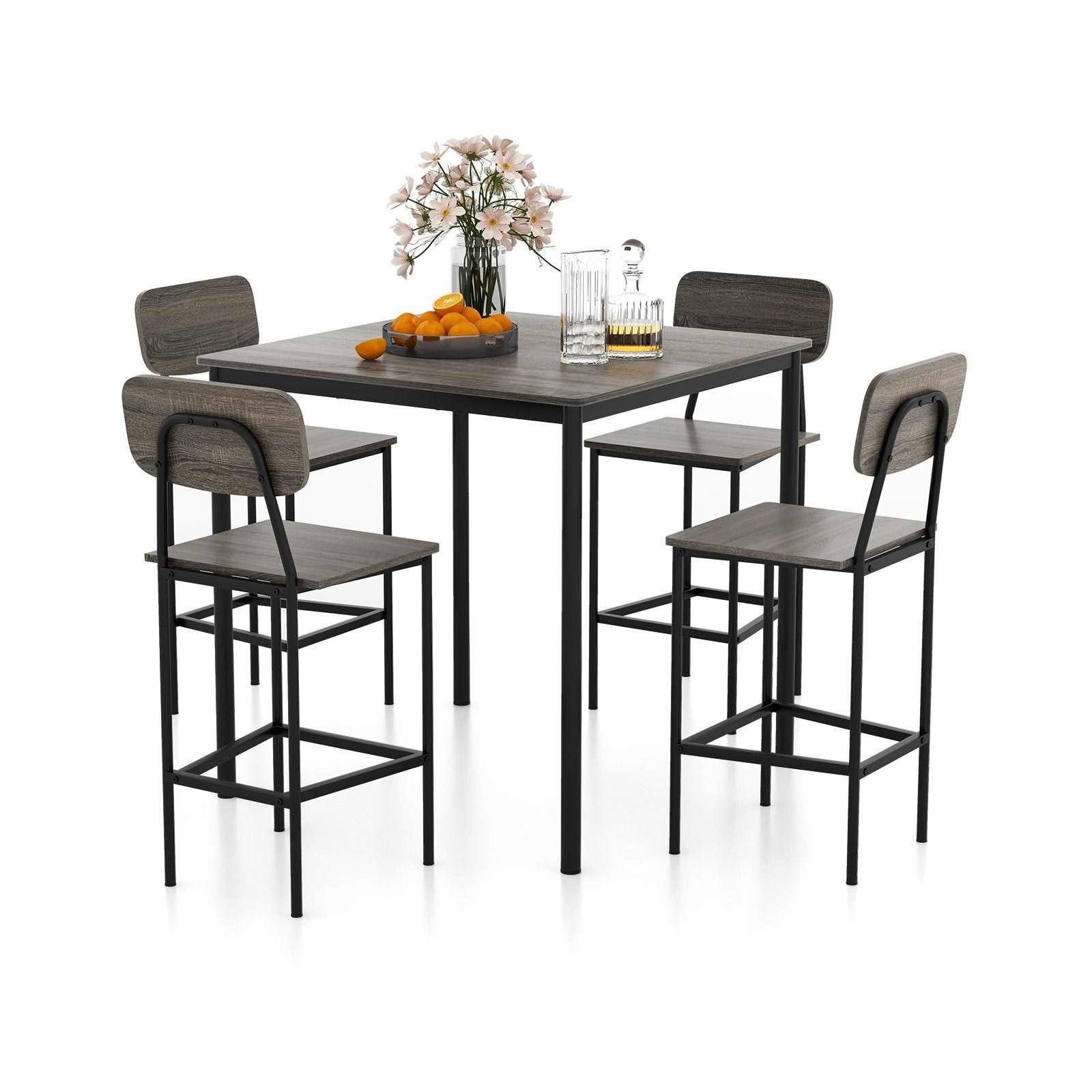 5-Piece Counter-Height Dining Bar Table Set with 4 Bar Chairs, Gray Dining Room Sets   at Gallery Canada