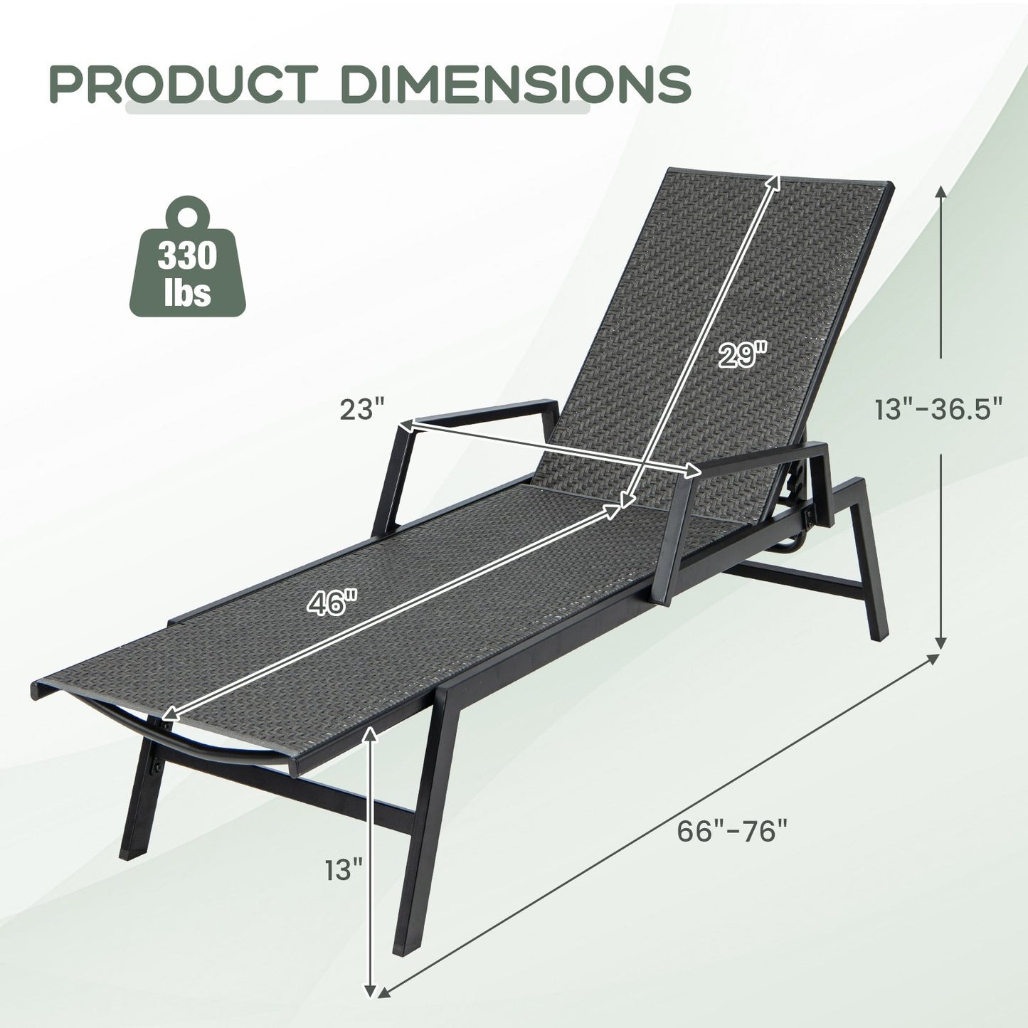 Outdoor Rattan Chaise Lounge Reclining Chair with Armrests and 5-Position Backrest, Brown Outdoor Chaise Lounges   at Gallery Canada