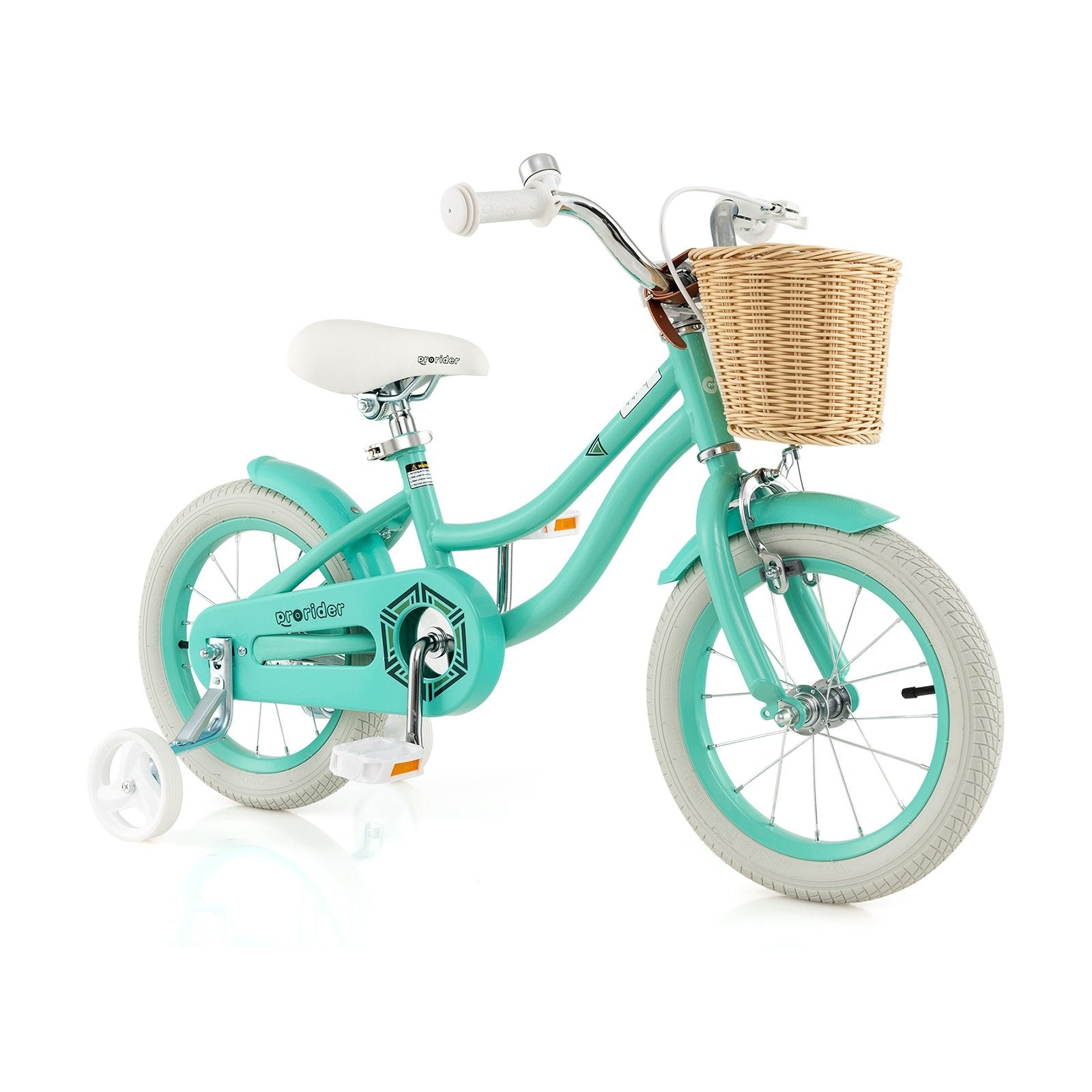 14-Inch Kids Bike with Training Wheels and Adjustable Handlebar Seat, Green Kids Bike   at Gallery Canada