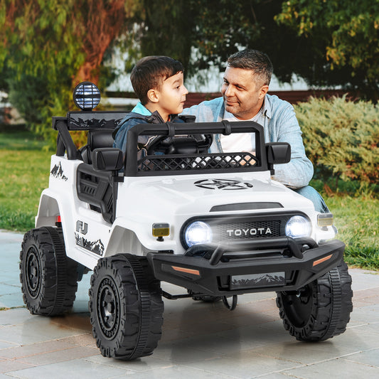 12V 7Ah Licensed Toyota FJ Cruiser Electric Car with Remote Control, White Powered Ride On Toys White  at Gallery Canada