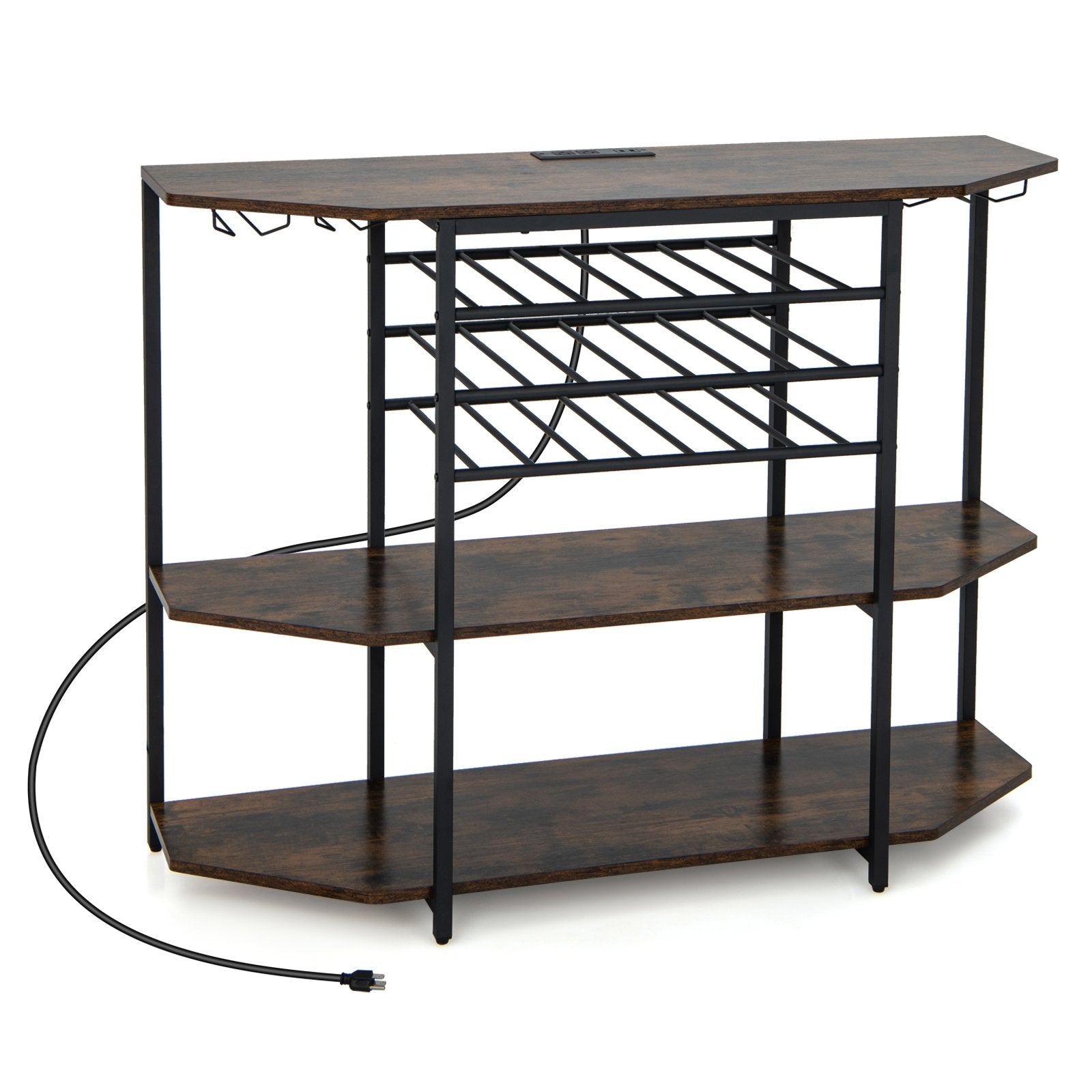 3-Tier Wine Bar Cabinet with Storage Shelves, Brown Wine Racks   at Gallery Canada