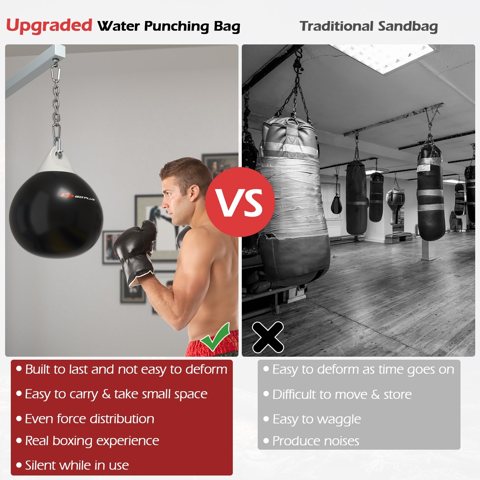 21 Inch Water Punching Bag with Adjustable Metal Chain, Black Boxing & Martial Arts at Gallery Canada