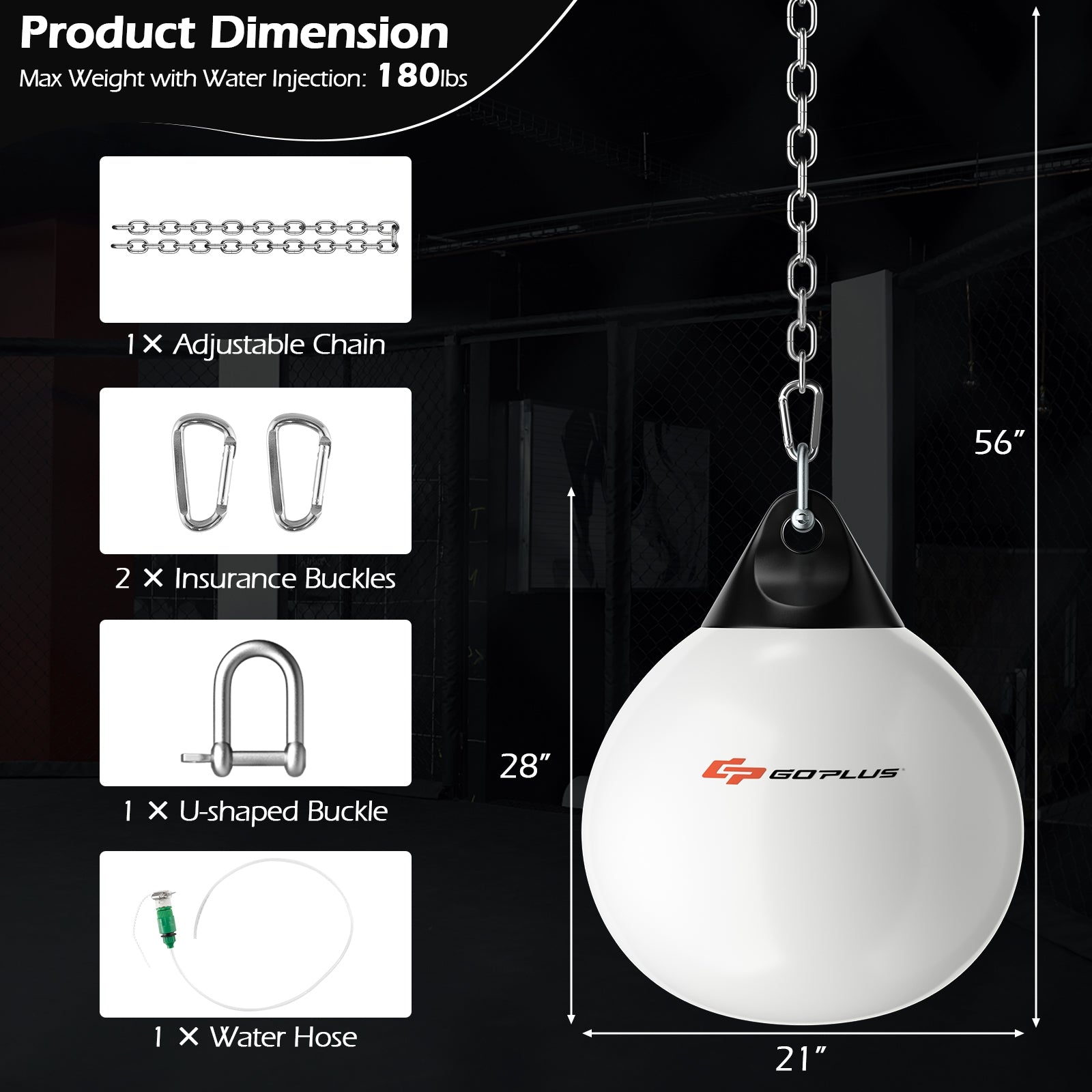 21 Inch Water Punching Bag with Adjustable Metal Chain, White Boxing & Martial Arts at Gallery Canada