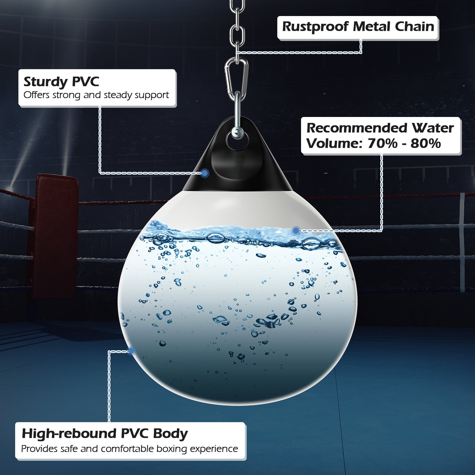 21 Inch Water Punching Bag with Adjustable Metal Chain, White Boxing & Martial Arts at Gallery Canada