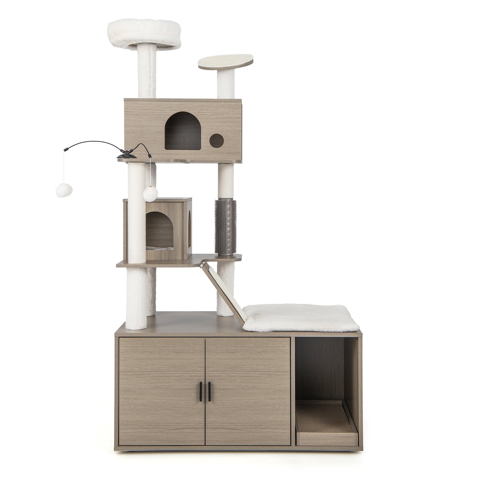 Cat Tree with Litter Box Enclosure for Indoor Cars, Gray Cat Trees Condos & Scratchers   at Gallery Canada