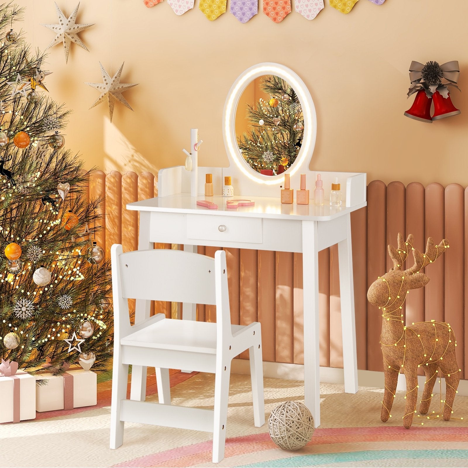 Kids Vanity Set with Lighted Mirror, White Kids Vanities   at Gallery Canada