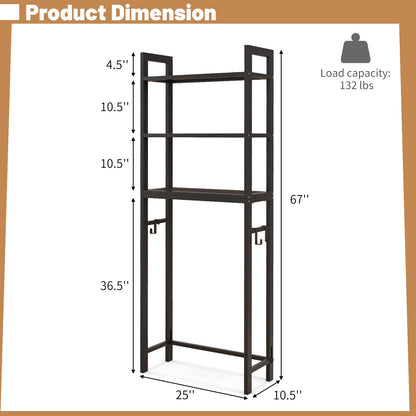 Over-The-Toilet Storage Shelf Space Saving Metal Bathroom Organizer Hooks, Brown Bathroom Etagere   at Gallery Canada