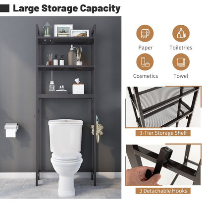 Over-The-Toilet Storage Shelf Space Saving Metal Bathroom Organizer Hooks, Brown Bathroom Etagere   at Gallery Canada