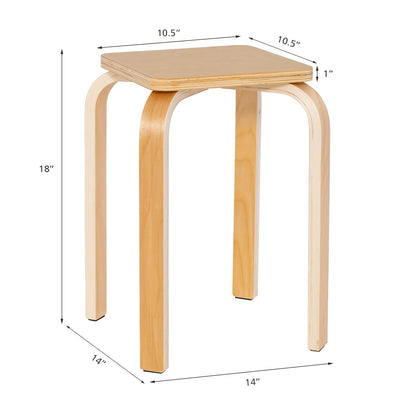 Stackable Stools Set of 4 with Square Top and Rounded Corners, Natural Dining Chairs   at Gallery Canada