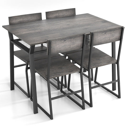 5 Piece Dining Table Set with Storage Rack and Metal Frame, Gray Dining Room Sets   at Gallery Canada