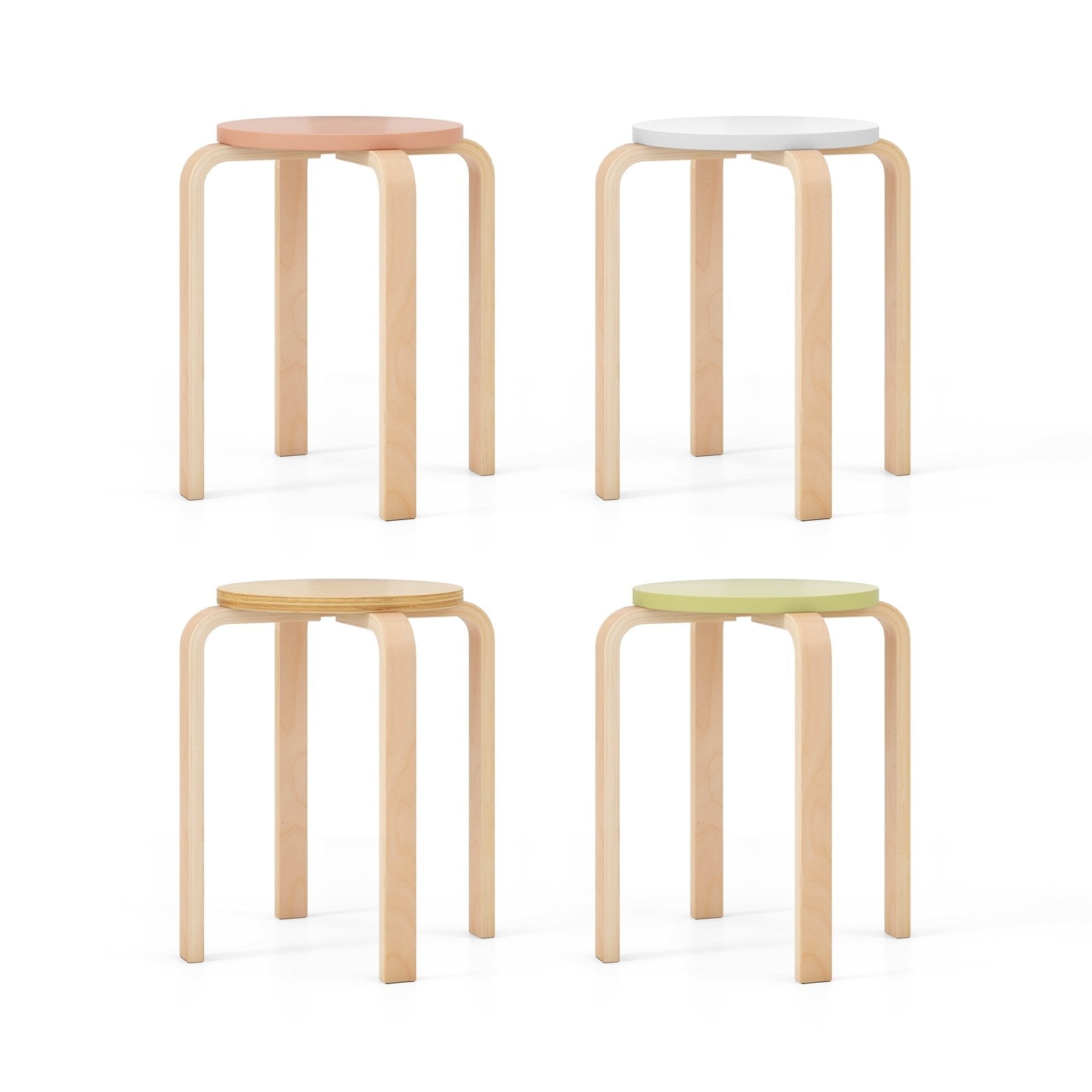 Set of 4 Bentwood Stackable Stools Dining Stools with Round Tops, Multicolor Dining Chairs   at Gallery Canada