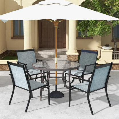 4 Piece Patio Dining Chairs Large Outdoor Chairs with Breathable Seat and Metal Frame, Blue Patio Dining Chairs   at Gallery Canada