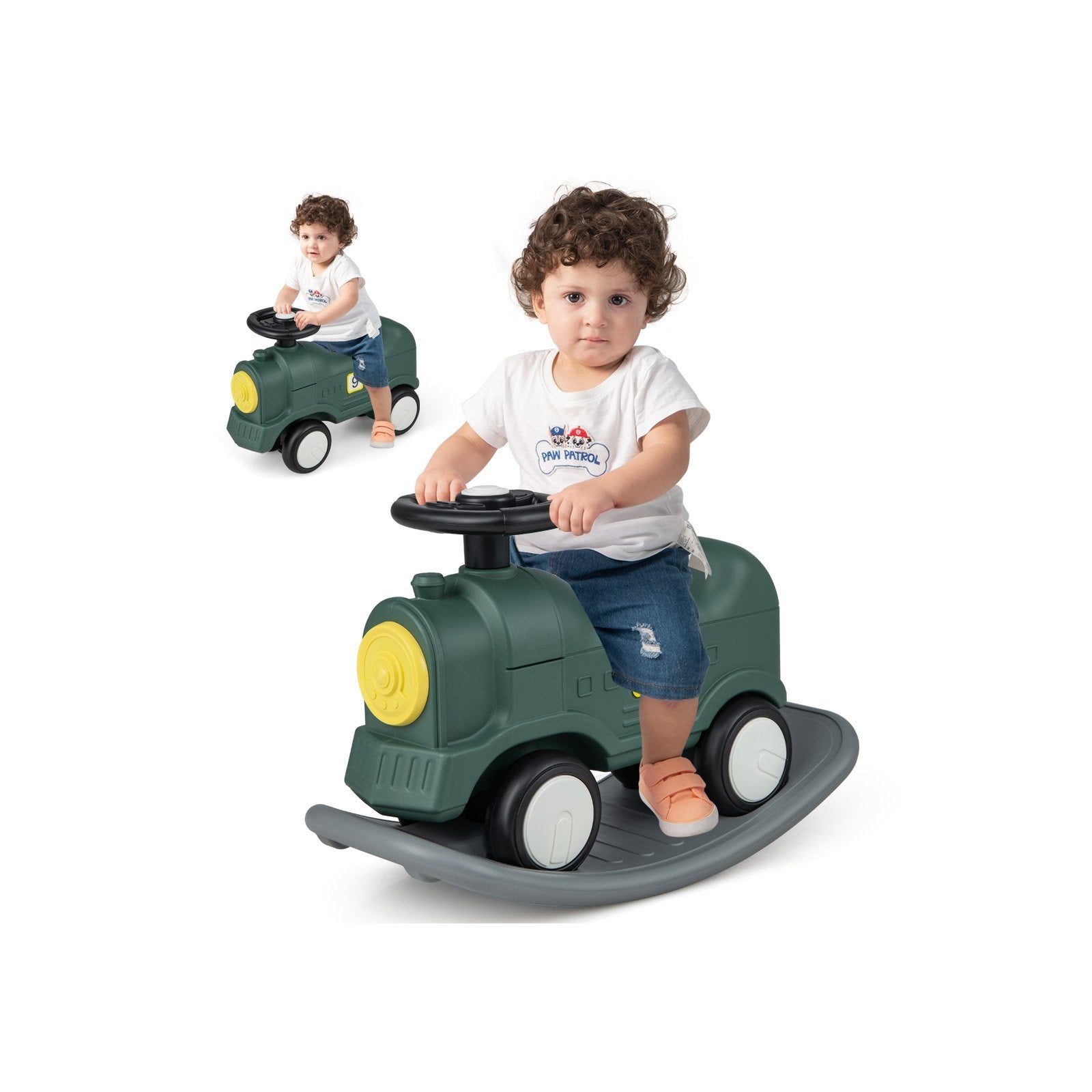 3-in-1 Rocking Horse and Scooter with Detachable Balance Board, Green Push & Pedal Ride On Toys   at Gallery Canada