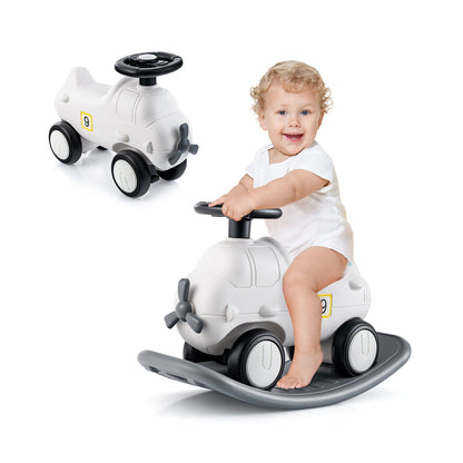 3-in-1 Rocking Horse and Sliding Car with Detachable Balance Board, White Push & Pedal Ride On Toys   at Gallery Canada