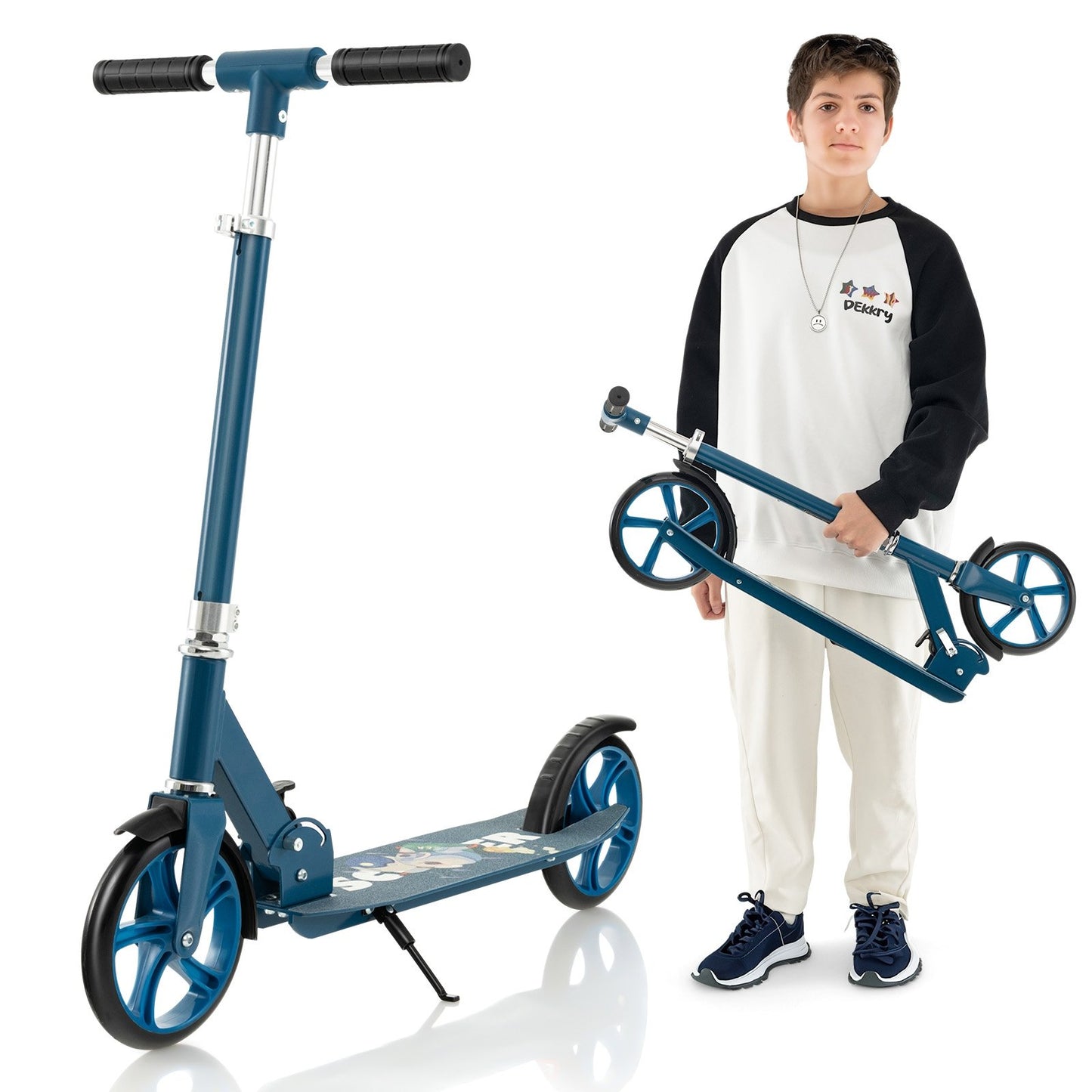 Folding Aluminum Alloy Scooter with 3 Adjustable Heights, Blue Scooters   at Gallery Canada