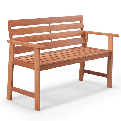 Patio Solid Wood Bench Wood 2-Seat Chair with Breathable Slatted Seat & Inclined Backrest, Natural Outdoor Benches   at Gallery Canada