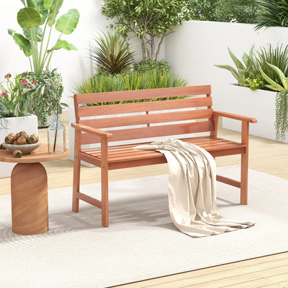 Patio Solid Wood Bench Wood 2-Seat Chair with Breathable Slatted Seat & Inclined Backrest, Natural Outdoor Benches   at Gallery Canada