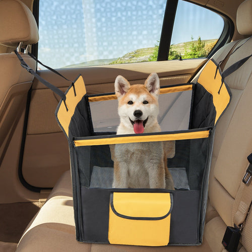 Dog Car Seat Cover with Mesh Window for Small and Medium Dogs, Black