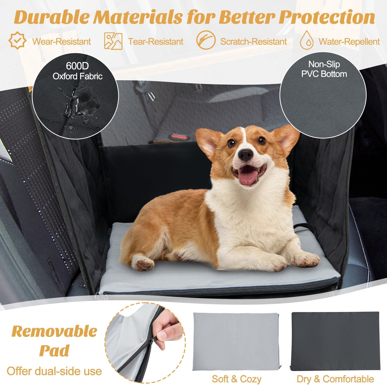 Dog Car Seat Cover with Mesh Window for Small and Medium Dogs, Black Dog Supplies   at Gallery Canada