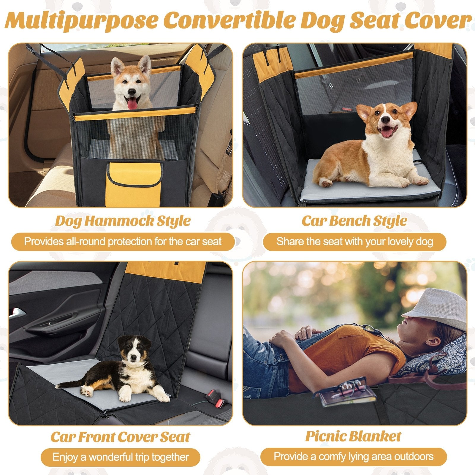 Dog Car Seat Cover with Mesh Window for Small and Medium Dogs, Black Dog Supplies   at Gallery Canada