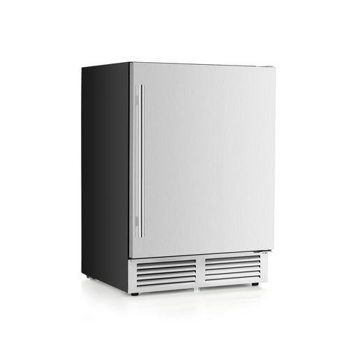 24 Inches Beverage Refrigerator with Removable Shelves and Adjustable Temperature, Silver