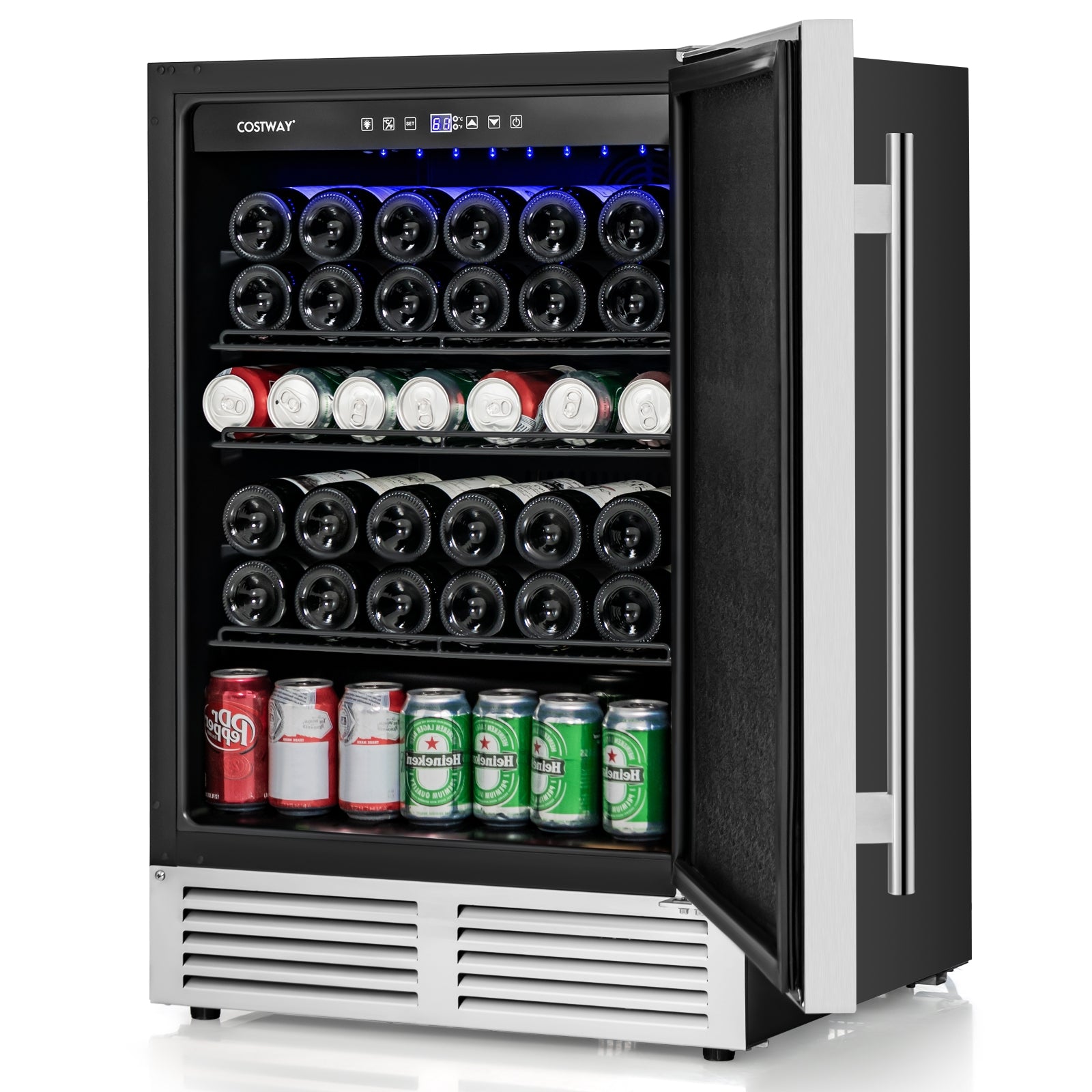 24 Inches Beverage Refrigerator with Removable Shelves and Adjustable Temperature, Silver Wine & Beverage Coolers at Gallery Canada