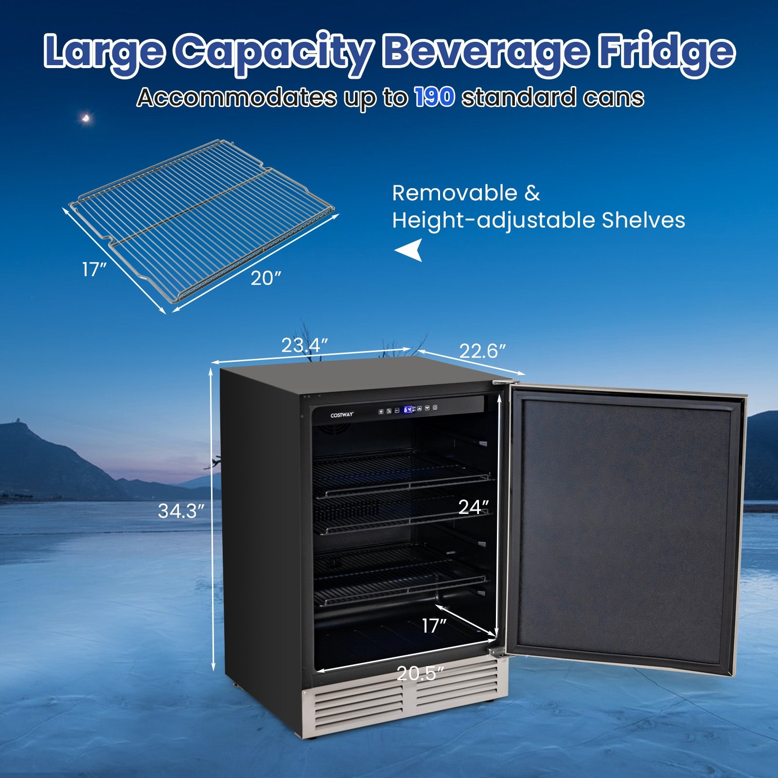24 Inches Beverage Refrigerator with Removable Shelves and Adjustable Temperature, Silver Wine & Beverage Coolers at Gallery Canada