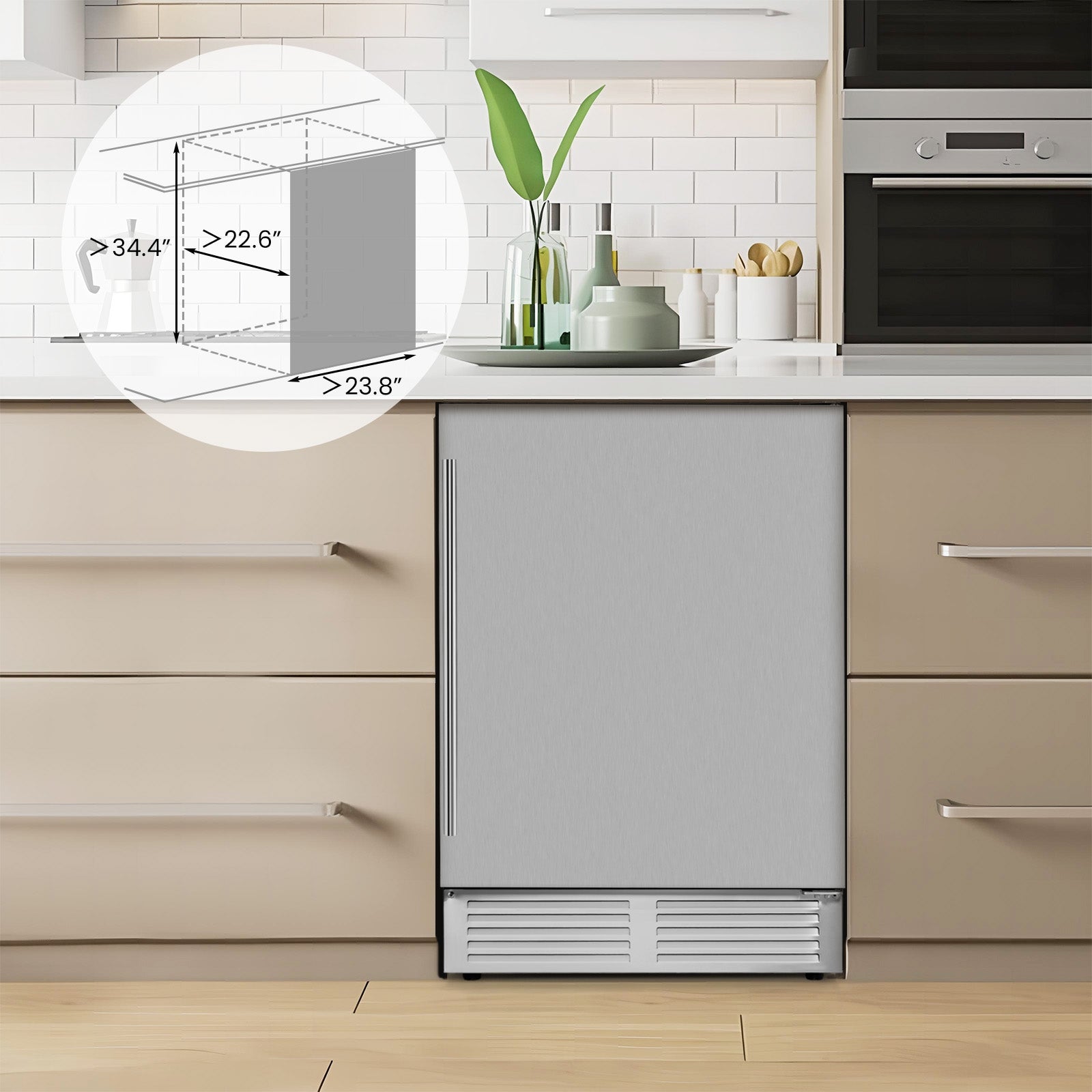 24 Inches Beverage Refrigerator with Removable Shelves and Adjustable Temperature, Silver Wine & Beverage Coolers at Gallery Canada