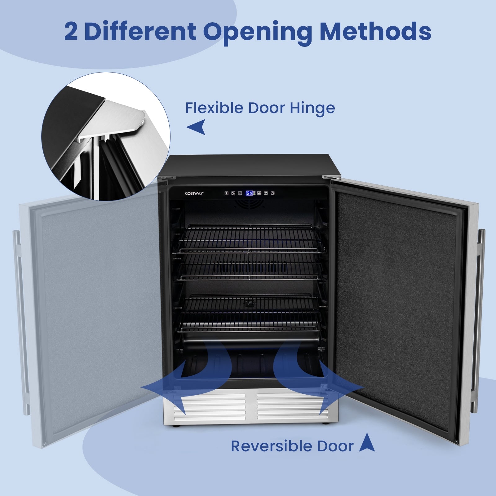 24 Inches Beverage Refrigerator with Removable Shelves and Adjustable Temperature, Silver Wine & Beverage Coolers at Gallery Canada