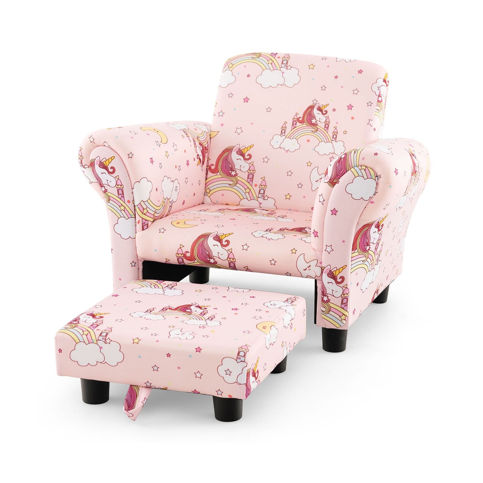 Kids Single Sofa with Cute Patterns  Ergonomic Backrest and Armrests, Pink Kids Chairs & Seating   at Gallery Canada