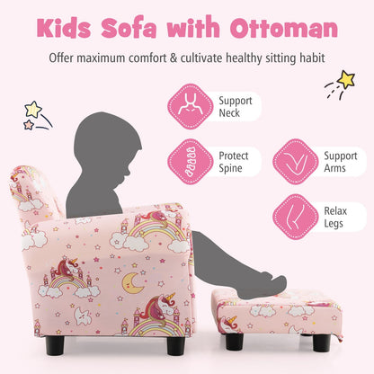 Kids Single Sofa with Cute Patterns  Ergonomic Backrest and Armrests, Pink Kids Chairs & Seating   at Gallery Canada