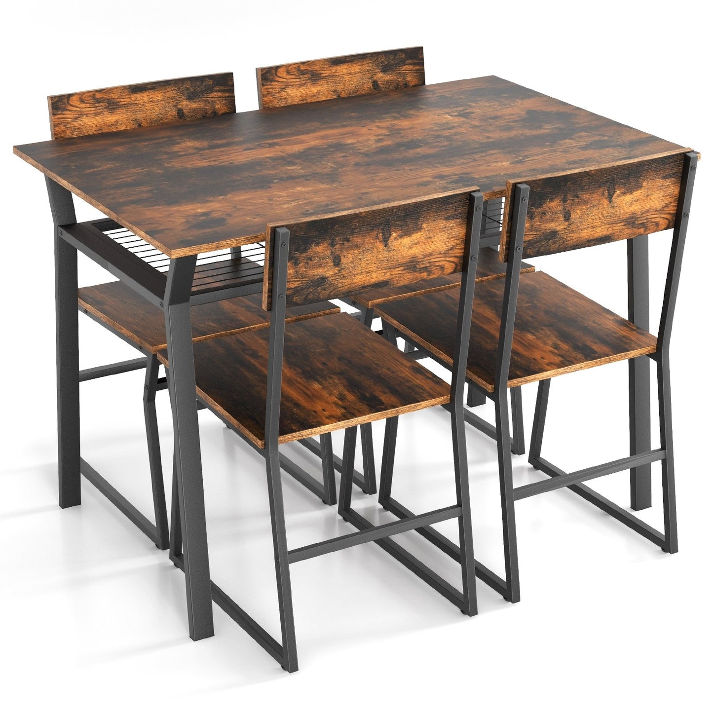 5 Piece Dining Table Set with Storage Rack and Metal Frame, Coffee Dining Room Sets   at Gallery Canada