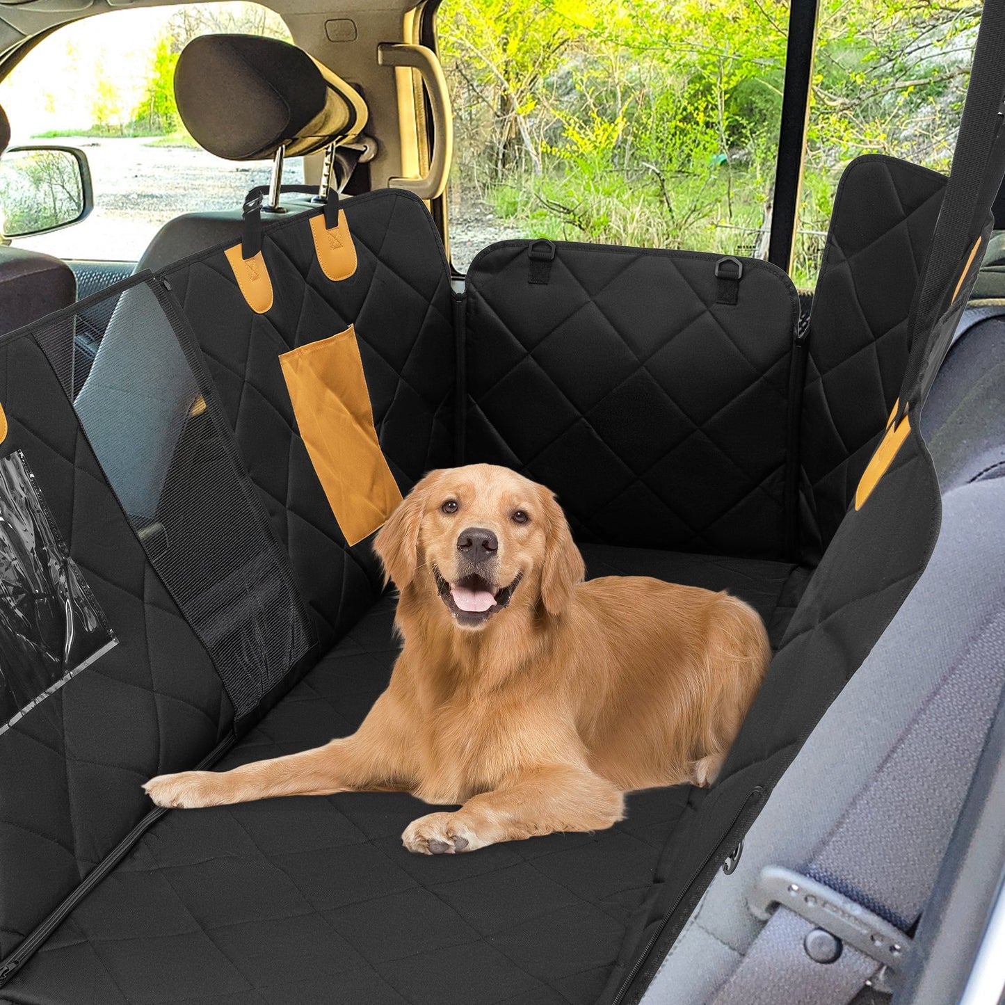 Dog Car Seat Cover Protector for Back Seat with Mesh Windows, Black Dog Supplies   at Gallery Canada