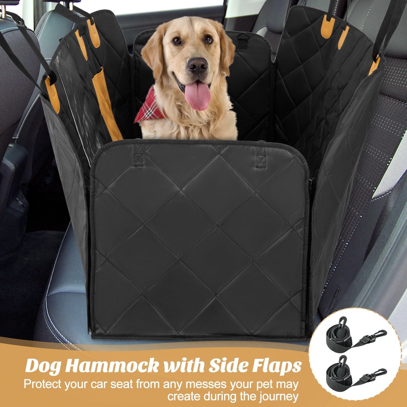 Dog Car Seat Cover Protector for Back Seat with Mesh Windows, Black Dog Supplies   at Gallery Canada