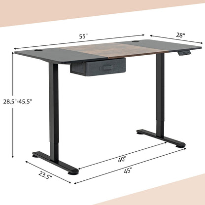 Height Adjustable Electric Standing Desk with USB Charging Port, Rustic Brown Standing Desks   at Gallery Canada