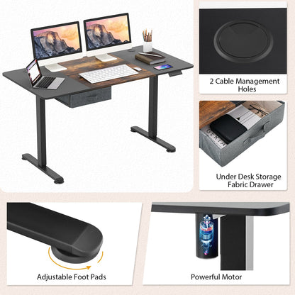 Height Adjustable Electric Standing Desk with USB Charging Port, Rustic Brown Standing Desks   at Gallery Canada