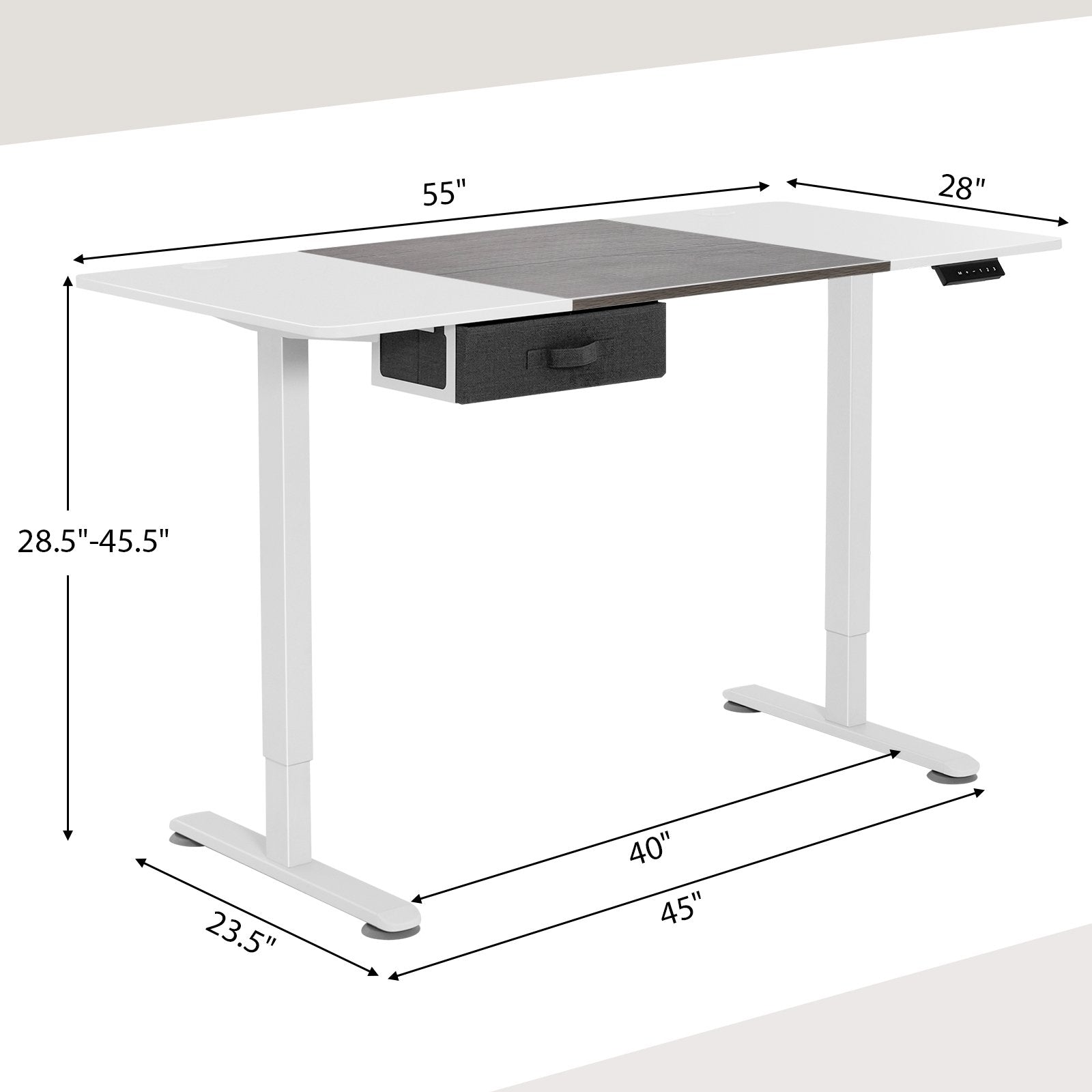 Height Adjustable Electric Standing Desk with USB Charging Port, Gray Standing Desks   at Gallery Canada