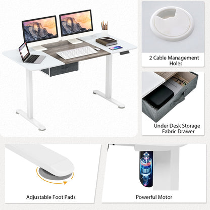 Height Adjustable Electric Standing Desk with USB Charging Port, Gray Standing Desks   at Gallery Canada