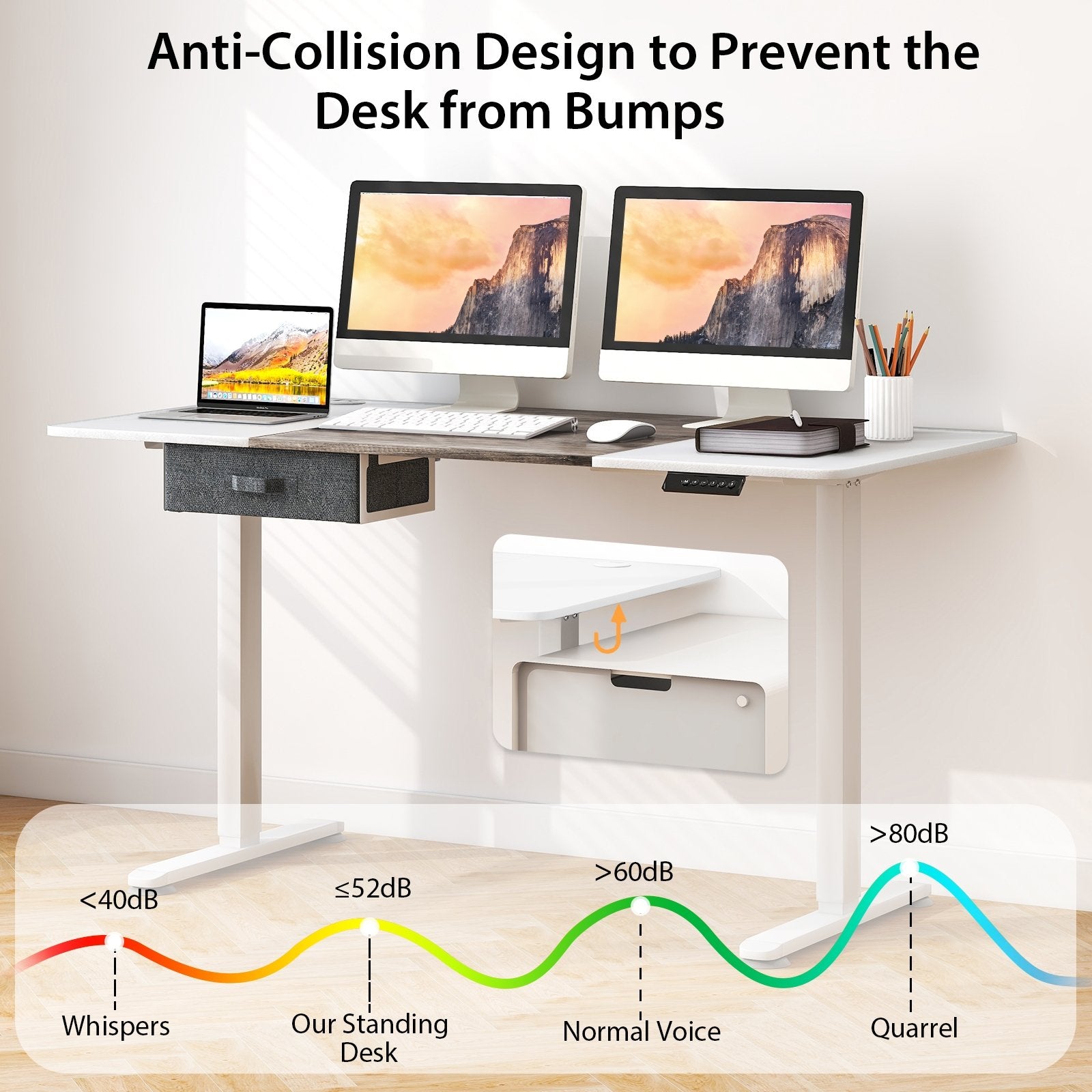 Height Adjustable Electric Standing Desk with USB Charging Port, Gray Standing Desks   at Gallery Canada